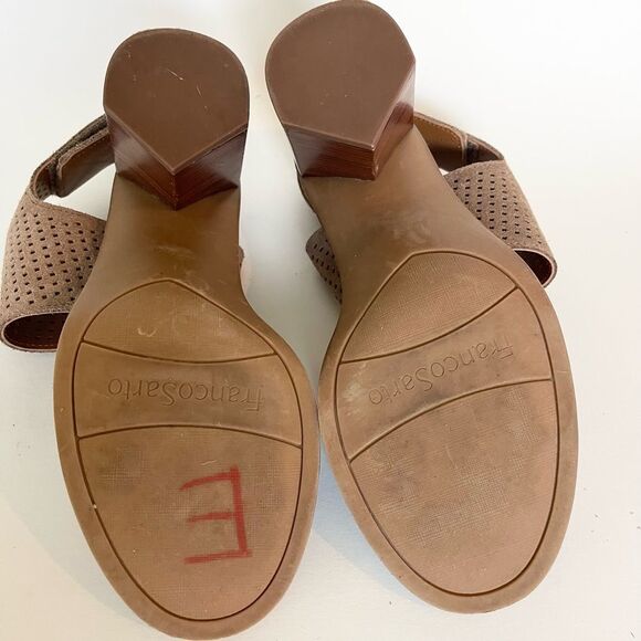 Franco Sarto Delores leather stacked heel Sandal in Taupe size 7.5 - Picture 4 of 5